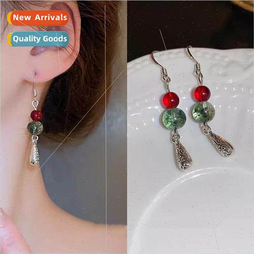 advanced new Chinese water drop natural stone earrings niche