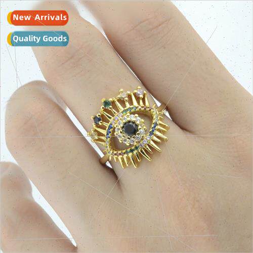 Europe ring female Europe micro-set colorful zirconia ring c