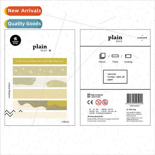 Korea Stickers 1652 Tape Paper  Seal Decoration 3pcs Into Ha