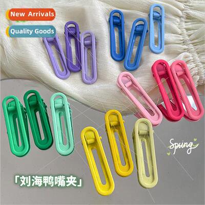 Korea candy color metal hair clips female -marking clip side