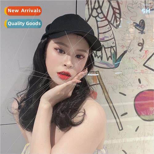 wigs 适用women medium long wavy hair hat wig all in one base