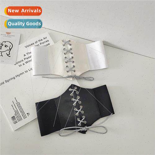 ins ladies waist iron ring wide belt tie system body shaping