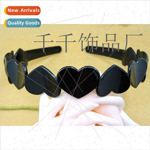 Peach Heart Headband Plastic Hairband Headband Glossy Black