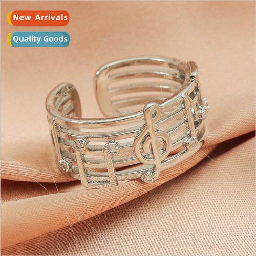Korea Fashion Adjustable Ring Vintage Metal Copper Note Holl