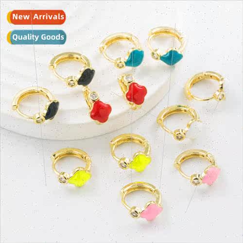 Europe copper gold-plated zirconia creative four-leaf clover