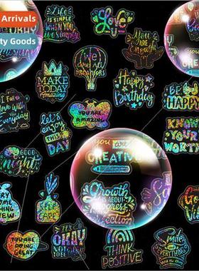 50 pcs of silver laser inspirational text PET stickers dazzl