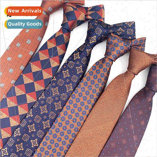 Tie men Brish mal 8cm wide coffee color striped su decorativ