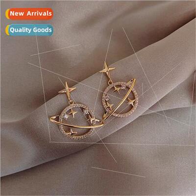 New s925 silver needle nd star moon earrings Europe fashion