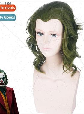 Anime wigs joker joker arthur fleck mixed green short curly