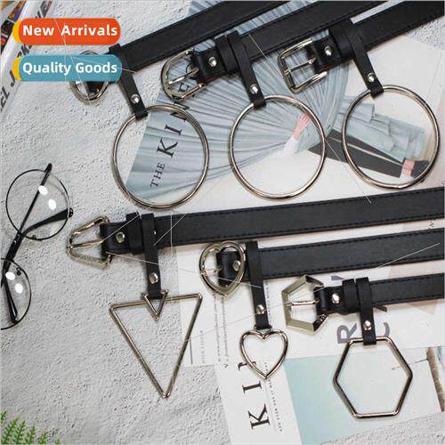 New Korean jeans halter ladies belt round buckle pin buckle