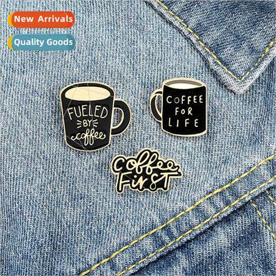 Creative exquise coffee cup pin alloy lacquer coffee  life p