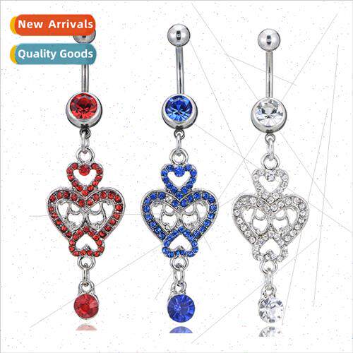 New fashion piercing jewelry diamond encrusted heart-shaped