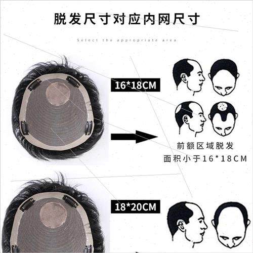 Men wigs Korean handsome short hair real hair hair patch pie