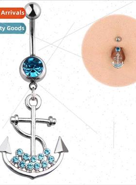 Europe fashion piercing jewelry alloy diamonds anchor navel