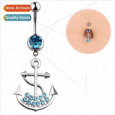 Europe fashion piercing jewelry alloy diamonds anchor navel