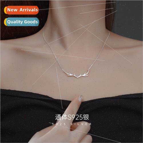 925 silver a deer has you necklace female small antlers nich