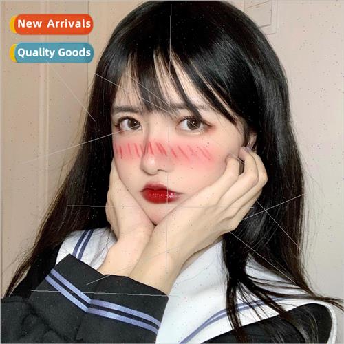 Wig female black long air bangs repair face shoulder locks h