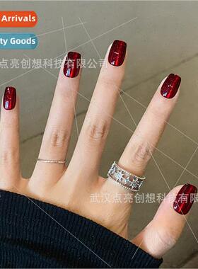 Red pomegranate cat eye 24 pieces wear nail cat eye nail art