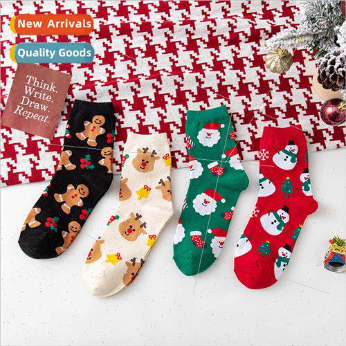 Christmas socks women mid-calf socks cute cartoon ins tide s