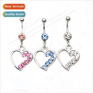 Diamond Europe Encrusted Heart Button Piercing Belly Jewelry
