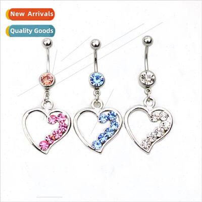 Piercing Jewelry Europe Diamond Encrusted Heart Belly Button