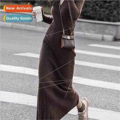 Temperament long skirt wh coat long sweater dress Mei Lade i