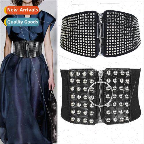 Europe fashion elastic elastic zipper waistband decoration v