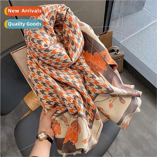 Korean  thousbirds grid fashion faux cashmere scarf female w