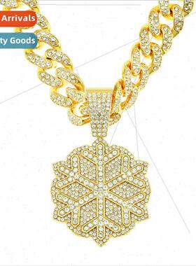 Hipster full diamonds snowflake pendant Cuban chain accessor