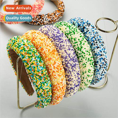 Europe Hair Bands Wide Headband Fabric Sponge Colorful Rice