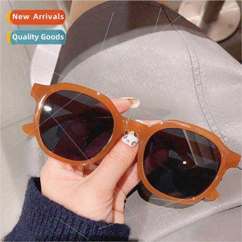 2021 tide retro girls caramel color frame sunglasses ins sun