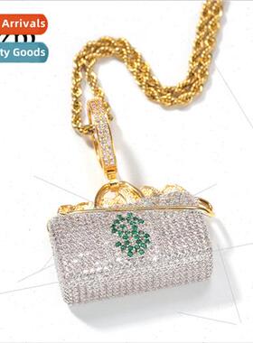 Hip Hop Necklace适用Men Women Europe Dollar Money Bag Pendan