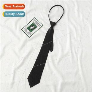 college lazy shirt tie deco zipper female men Black free
