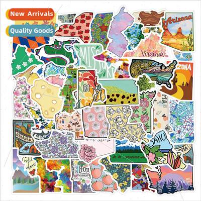 55pcs of colorful plates continent State graffiti stickers D
