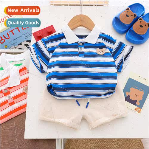 Boys short sleeve suit shirt striped Hong Kong  two-piece co