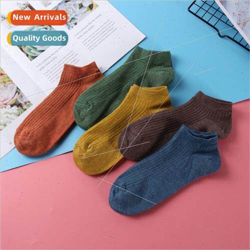 Summer Socks Vertical Stripe Women Solid Color Boat Socks Ja