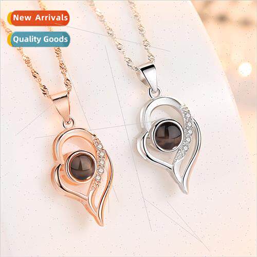 Love Memory Necklace Women 100 Languages Projection I Love Y