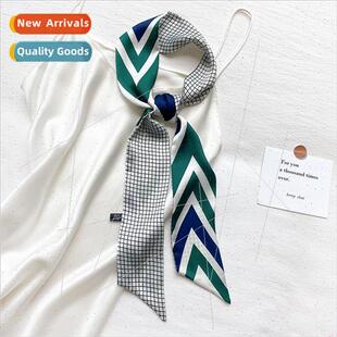 thin narrow belt Korean femal floating plaid strip new long