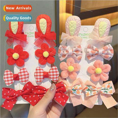 Korea bow hair clip cloth rabb e