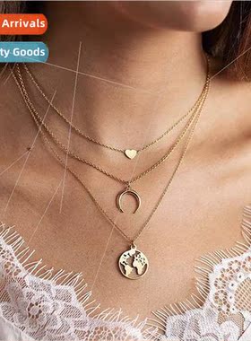 Europe Fashion Women Charm Jewelry Multi-Layer Heart Heart M