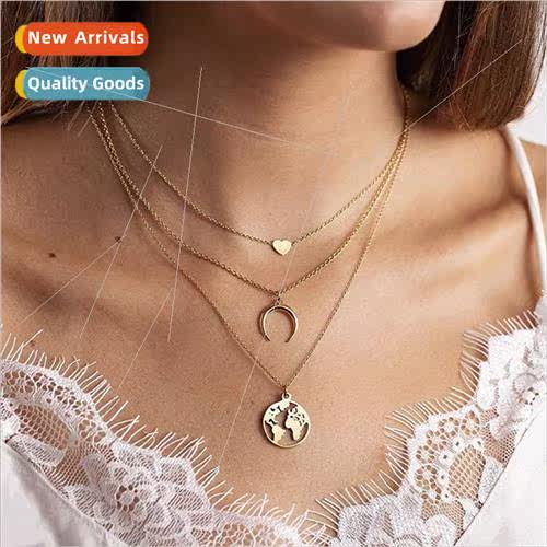 Europe Fashion Women Charm Jewelry Multi-Layer Heart Heart M