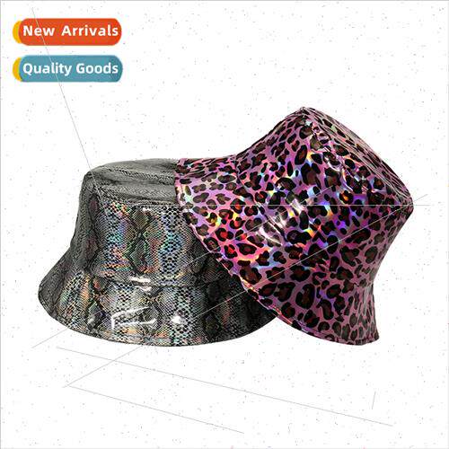 Fashion leopard snake pattern patent leather fisherman hat t