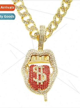 Europe hip-hop rap rap decoration full diamonds dollar tongu