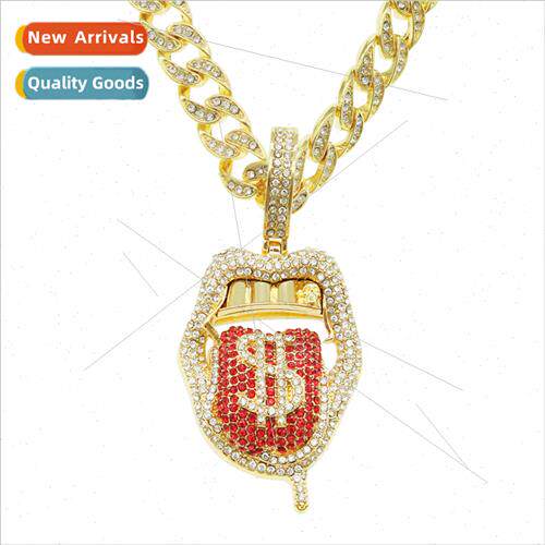 Europe hip-hop rap rap decoration full diamonds dollar tongu