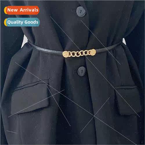 Card buckle elastic waistband fine dress simple circle oval