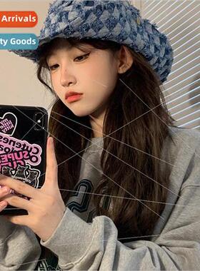 Spice Girls Funky Western Cowboy Hat Women Raw Edge Plaid Kn