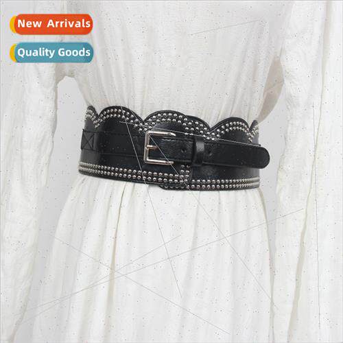 Wave edge belt female fashion pin buckle elastic wide belt r
