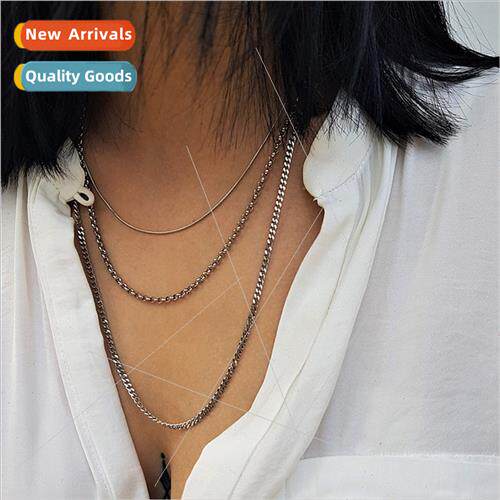 Europe Hip Cool Stacking 3 Piece Set Necklace Cuban Rolo Sna