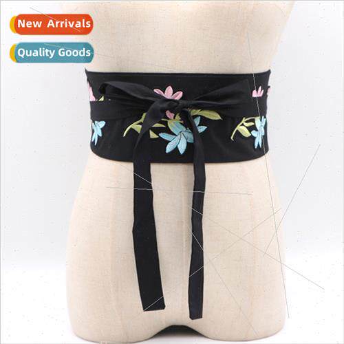 Famous flowers leaves embroidery straps bow double loop wais