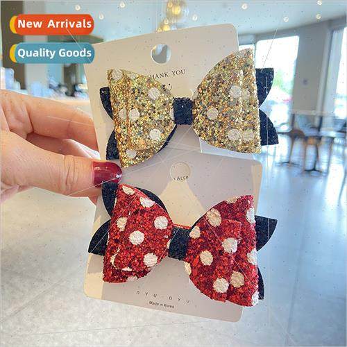 Children hair accessories princess polka dot bow hair clips